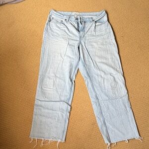 Light Blue Frayed Hem Jeans